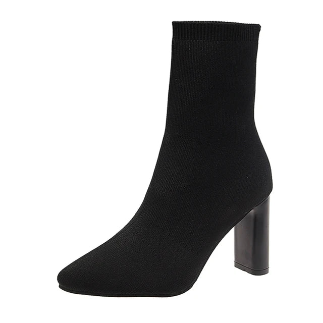 Bota Meia Feminina de Inverno Preto - Bota Madeline - Loja de Roupa Feminina - Eleganza Style