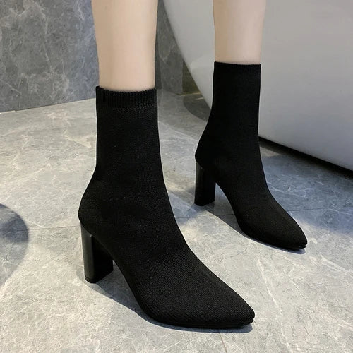 Bota Meia Feminina de Inverno Preto - Bota Madeline - Loja de Roupa Feminina - Eleganza Style