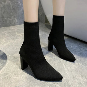 Bota Meia Feminina de Inverno Preto - Bota Madeline - Loja de Roupa Feminina - Eleganza Style