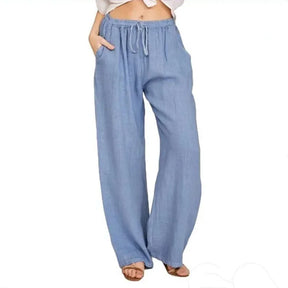 Calça Feminina em Linho - Conforto e Elegancia para os Dias Quentes - Rio - Azul Claro - Loja de Roupa Feminina - Eleganza Style
