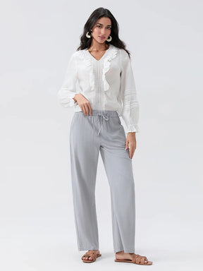 Calça Feminina em Linho - Conforto e Elegancia para os Dias Quentes - Rio - Cinza - Loja de Roupa Feminina - Eleganza Style