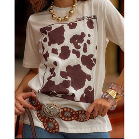 Camisetão T-shirt Cow Print - Loja de Roupa Feminina - Eleganza Style