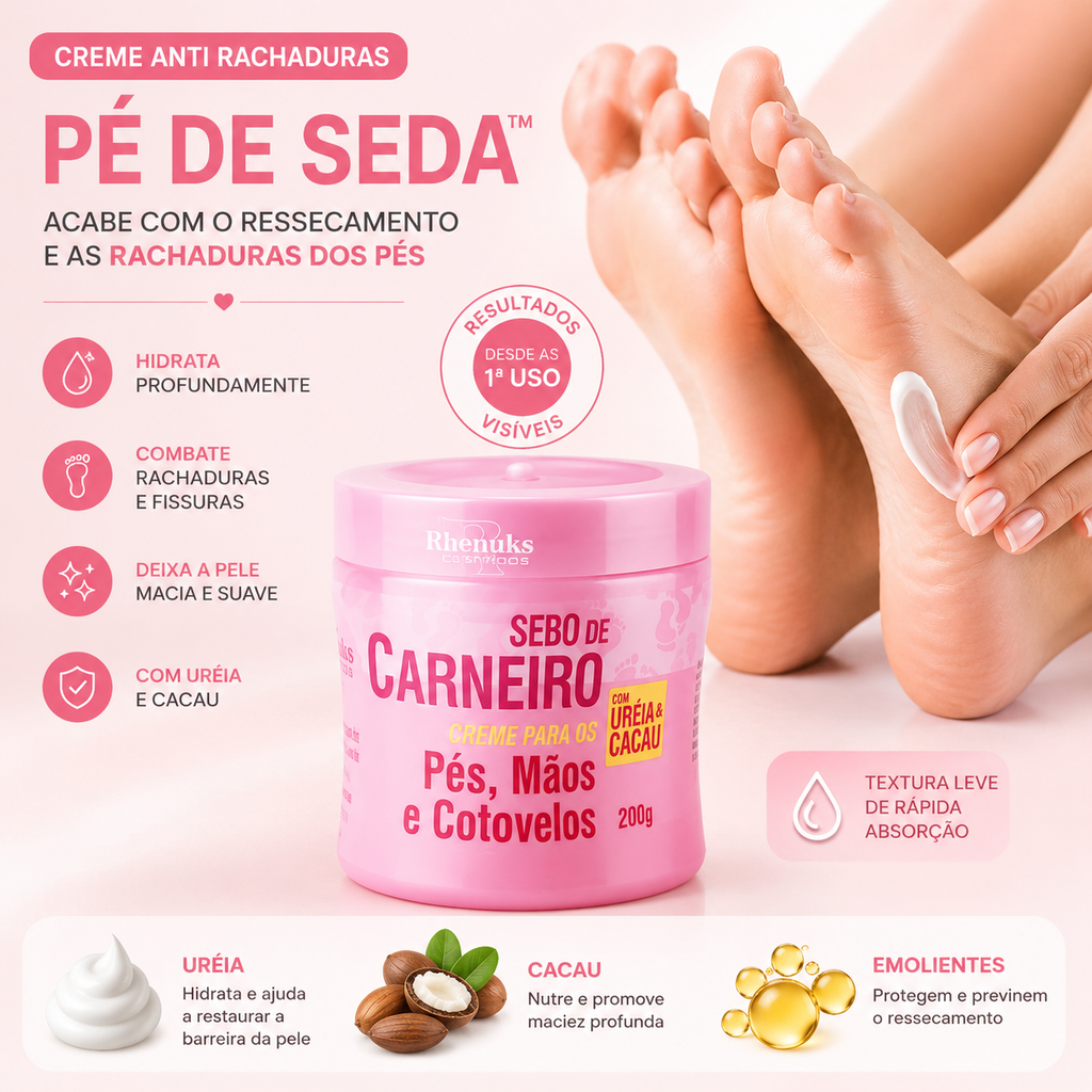 Creme Hidratante Anti Rachaduras | Pé de Seda™ – Acabe com o ressecamento e as rachaduras dos pés