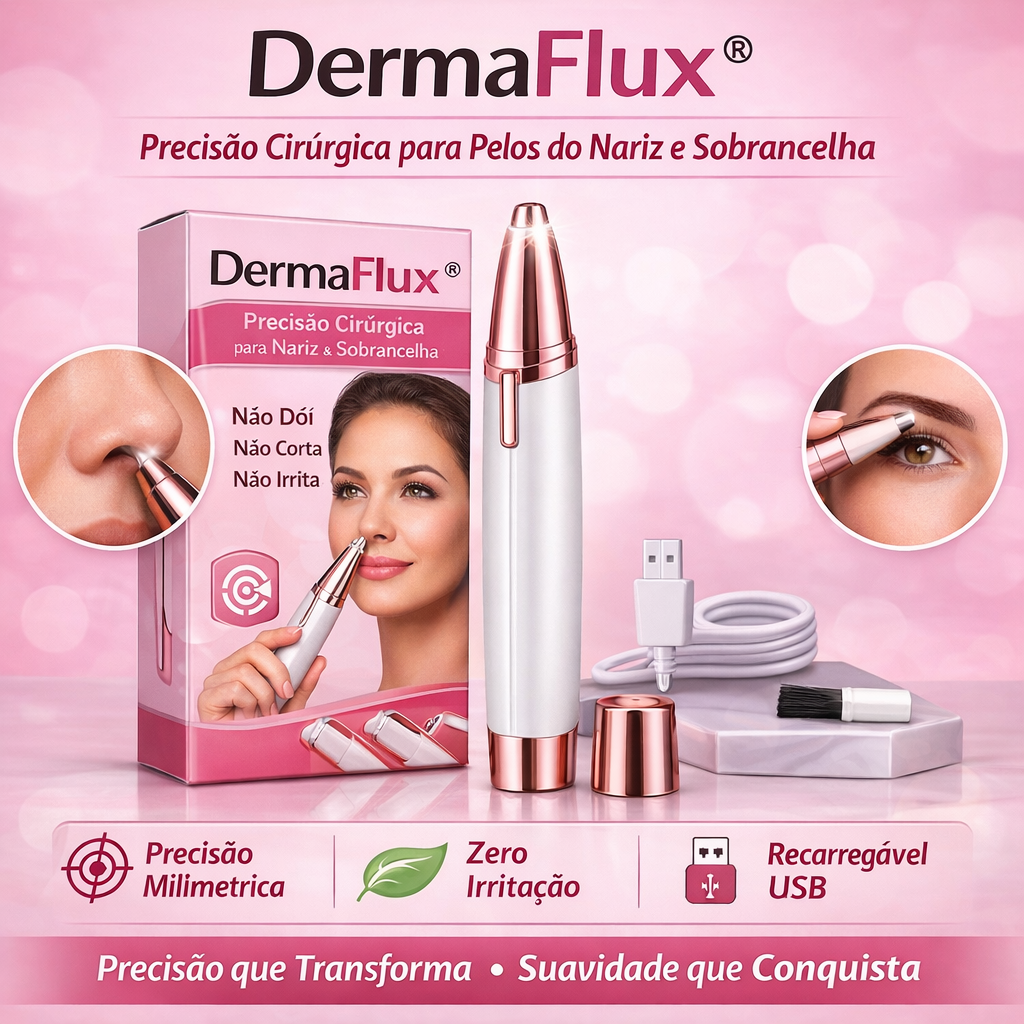 Caneta Depiladora Facial - DermaFlux - Sobrancelha, Buço, Nariz e Ouvido