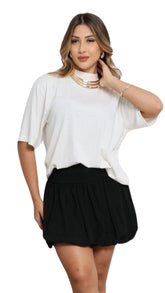 Conjunto Basico Camisa Oversized e Saia Balonê - Brunna - Loja de Roupa Feminina - Eleganza Style