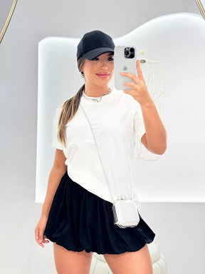Conjunto Basico Camisa Oversized e Saia Balonê - Brunna - Loja de Roupa Feminina - Eleganza Style