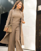 Conjunto Blusa Canelada Cardigan Calça - Celine - Loja de Roupa Feminina - Eleganza Style