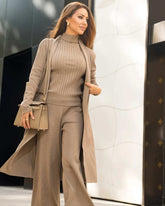 Conjunto Blusa Canelada Cardigan Calça - Celine - Loja de Roupa Feminina - Eleganza Style