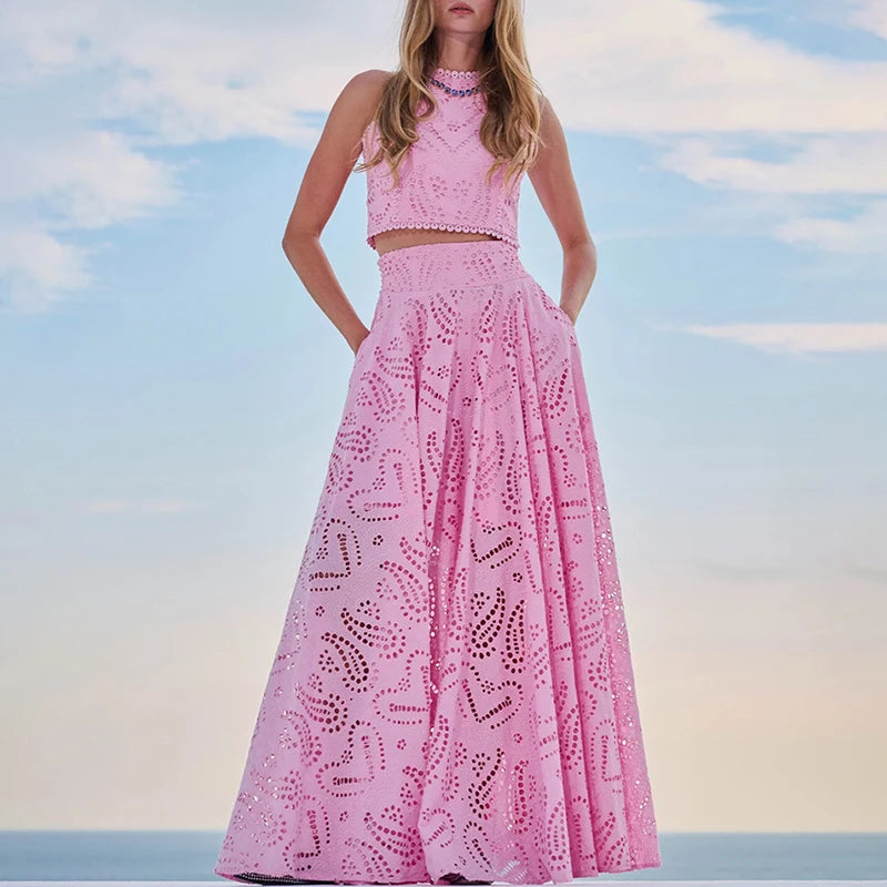 Conjunto Cropped e Saia Longa - Rafaella - Loja de Roupa Feminina - Eleganza Style