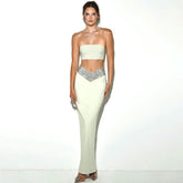 Conjunto Sophia Conjunto Feminino, Cropped e Saia Longa, Conjunto Sophia Eleganza Style Branco PP 