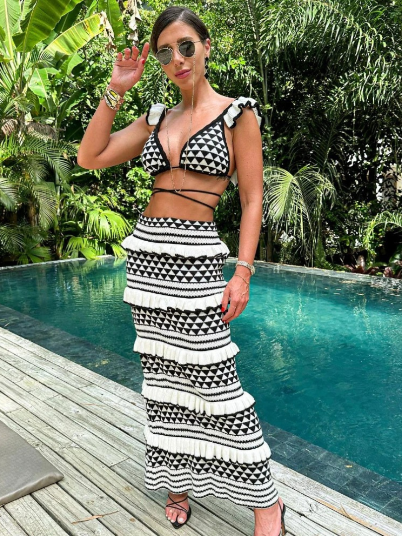 Conjunto Tricot Cropped E Saia Longa - Alexa - Loja de Roupa Feminina - Eleganza Style