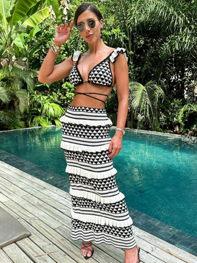 Conjunto Tricot Cropped E Saia Longa - Alexa - Loja de Roupa Feminina - Eleganza Style