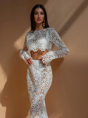 Conjunto Tricot Cropped Manga Longa e Calça - Bea - Loja de Roupa Feminina - Eleganza Style