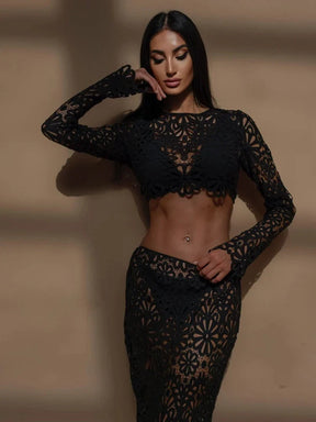 Conjunto Tricot Cropped Manga Longa e Calça - Bea - Loja de Roupa Feminina - Eleganza Style