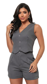 Conjunto em Alfaiataria Colete e Short - Josi - Loja de Roupa Feminina - Eleganza Style