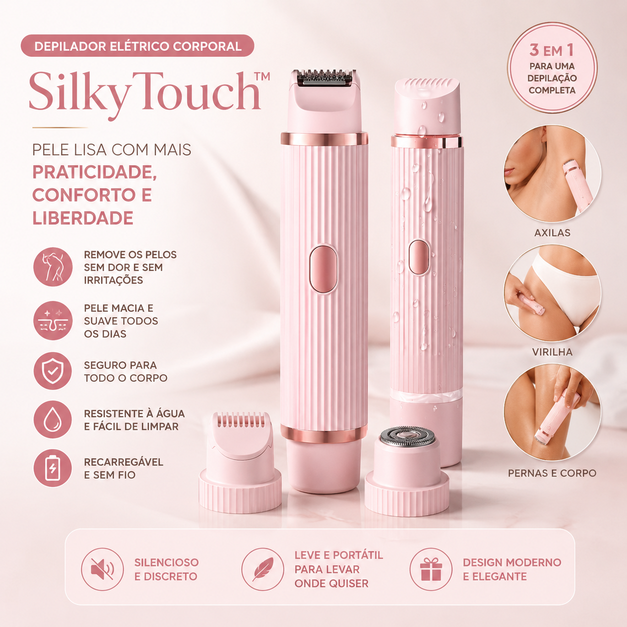 Depilador Elétrico Corporal | SilkyTouch™ - Pele lisa com mais praticidade, conforto e liberdade