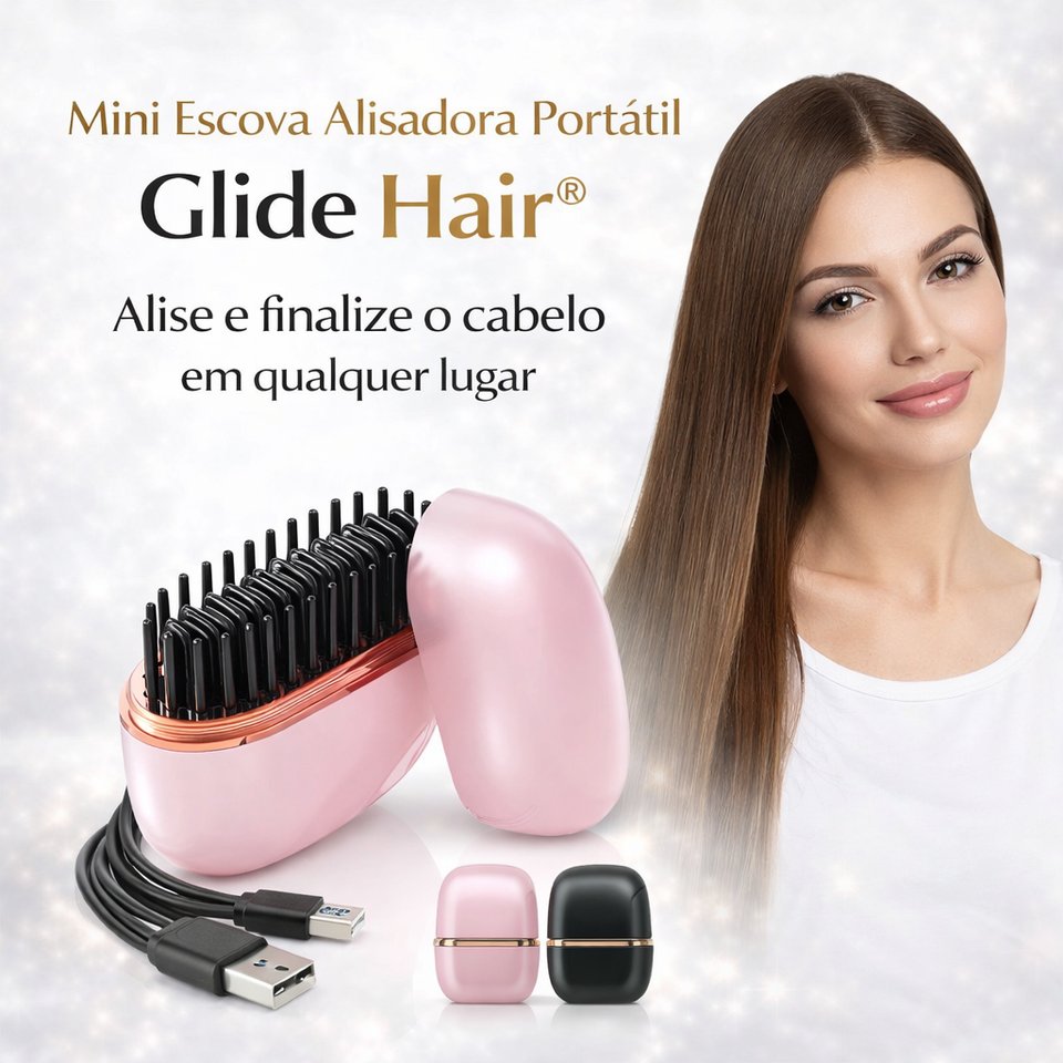 Mini Escova Alisadora Portátil - Glide Hair - Moda e Beleza - Eleganza Style