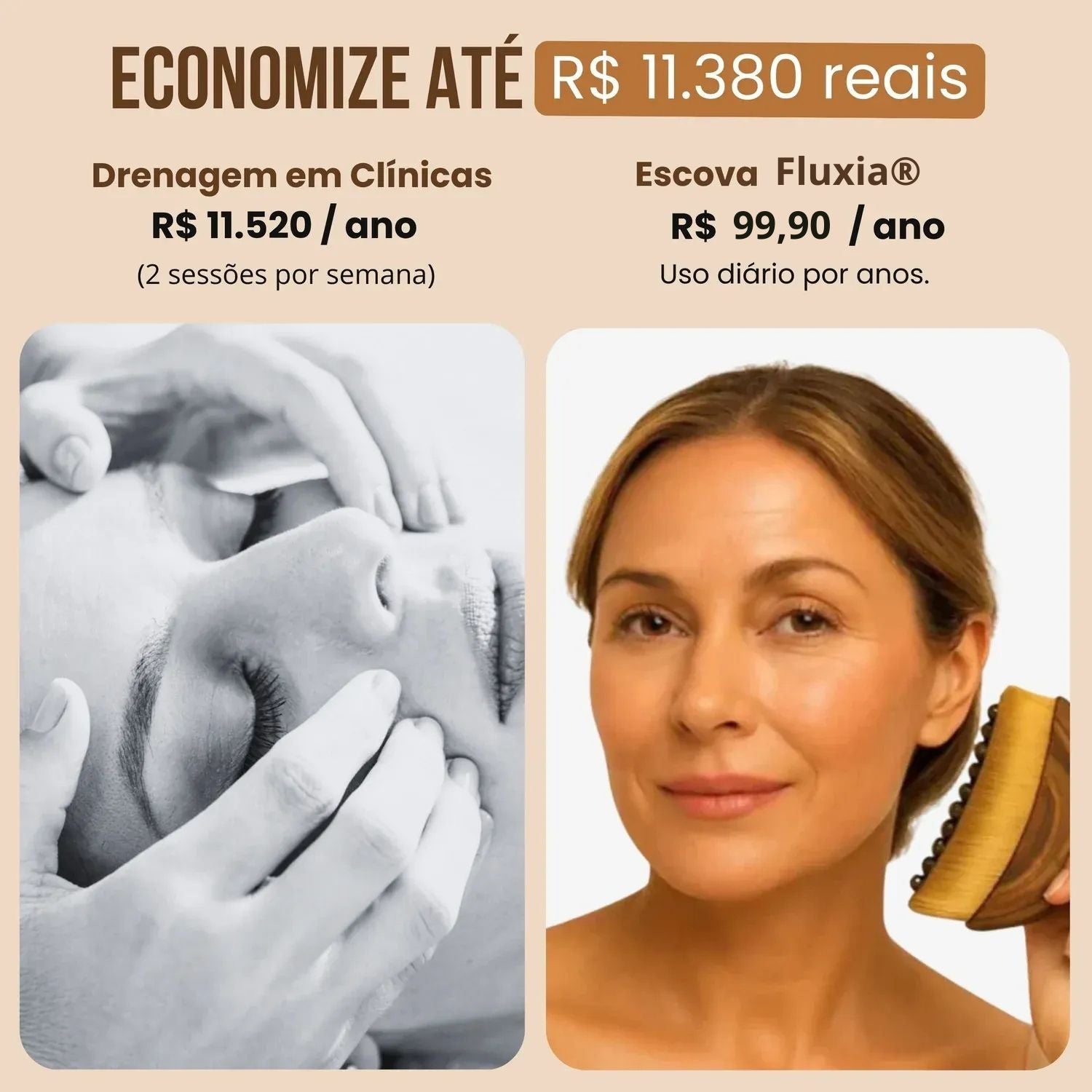 Fluxia® - Escova de Drenagem Linfática Facial - Eleganza Style