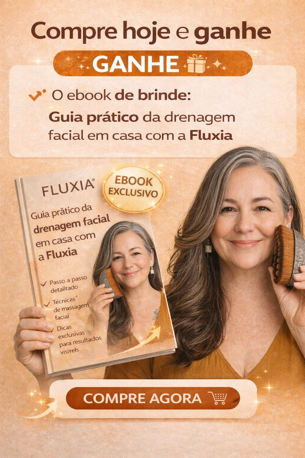 Fluxia® - Escova de Drenagem Linfática Facial - Eleganza Style