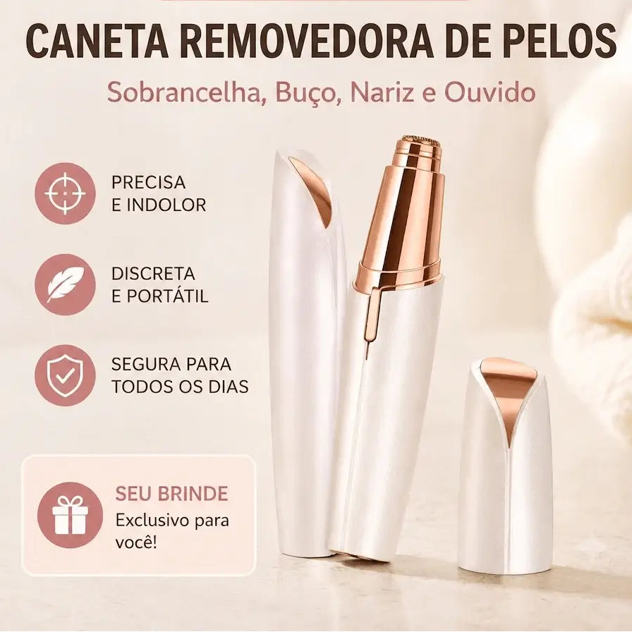 Caneta Depiladora Facial - DermaFlux©  - Sobrancelha, Buço, Nariz e Ouvido