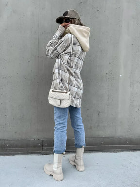 Jaqueta Feminina Jeans Com bolsos e Botões Para o Inverno Cinza - Loja de Roupa Feminina , Jaqueta Adara - Eleganza Style