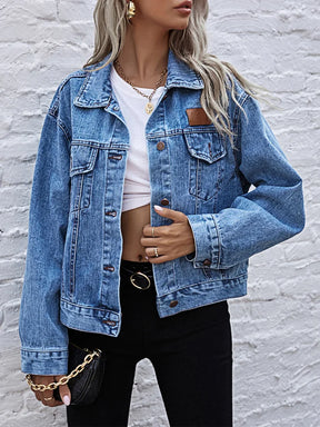 Jaqueta Feminina Jeans Com bolsos e Botões Para o Inverno - Loja de Roupa Feminina , Jaqueta Julie - Eleganza Style