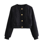 Jaqueta Feminina com Botões Preto, loja de roupa feminina eleganza style, Jaqueta Chile - Eleganza Style