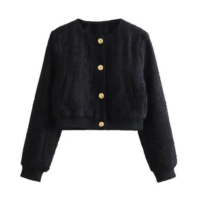 Jaqueta Feminina com Botões Preto, loja de roupa feminina eleganza style, Jaqueta Chile - Eleganza Style