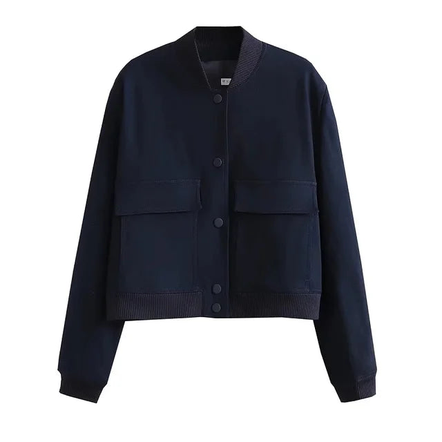 Jaqueta Feminina de Poliéster Para o Inverno - Jaque - Azul Marinho - Loja de Roupa Feminina - Eleganza Style