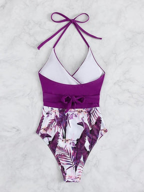 Maiô Estampado Floral roxo, loja de roupa feminina eleganza style, Maiô Vanessa - Eleganza Style