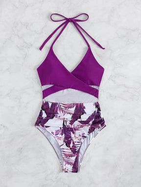 Maiô Estampado Floral roxo, loja de roupa feminina eleganza style, Maiô Vanessa - Eleganza Style