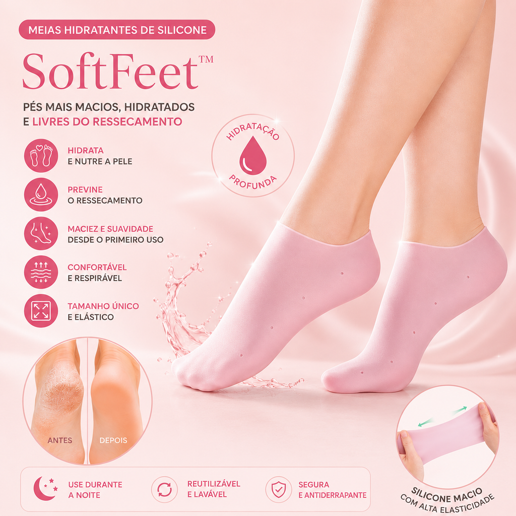 Meias Hidratantes de Silicone | SoftFeet™ - Pés mais macios, hidratados e livres do ressecamento