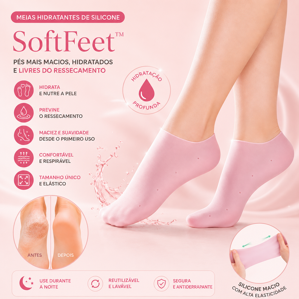 Meias Hidratantes de Silicone | SoftFeet™ - Pés mais macios, hidratados e livres do ressecamento