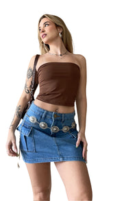 Mini Saia Cargo Jeans Premium - Viet - Loja de Roupa Feminina - Eleganza Style