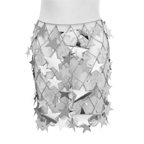 Mini Saia Com Lantejoulas em Estrelas - Aly - Loja de Roupa Feminina - Eleganza Style