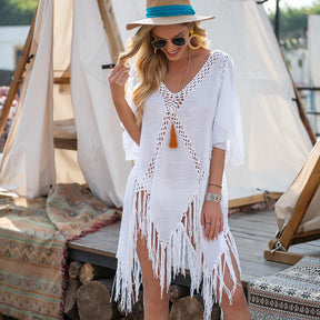 Saida de Praia Tricot  Branco, Loja de Roupa Feminina eleganza style, Saida de Praia Damma - Eleganza Style