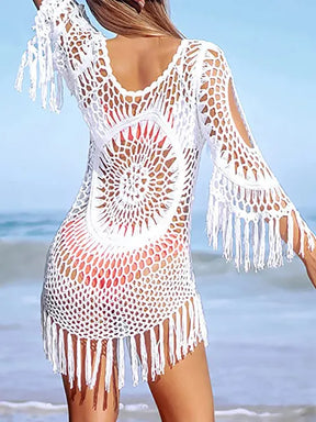 Saida de Praia Tricot Branco, Loja de Roupa Feminina eleganza style, Saida de Praia Felicia - Eleganza Style