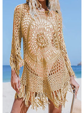 Saida de Praia Tricot Caqui, Loja de Roupa Feminina eleganza style, Saida de Praia Felicia - Eleganza Style