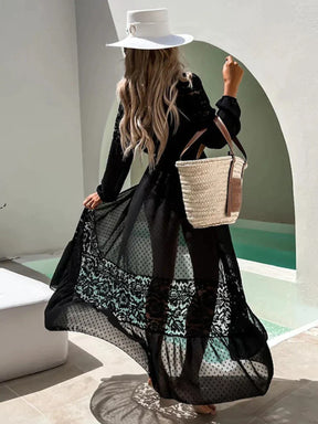 Saida de Praia de Luxo Preto, Loja de Roupa Feminina eleganza style, Saída de Praia Selena - Eleganza Style