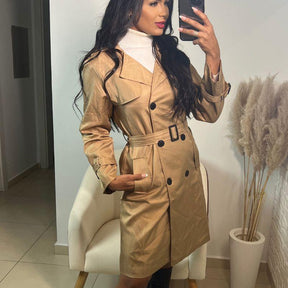 Sobretudo com Bolsos Botões e Cinto Caqui, loja de roupa feminina eleganza style, Sobretudo Jessie - Eleganza Style