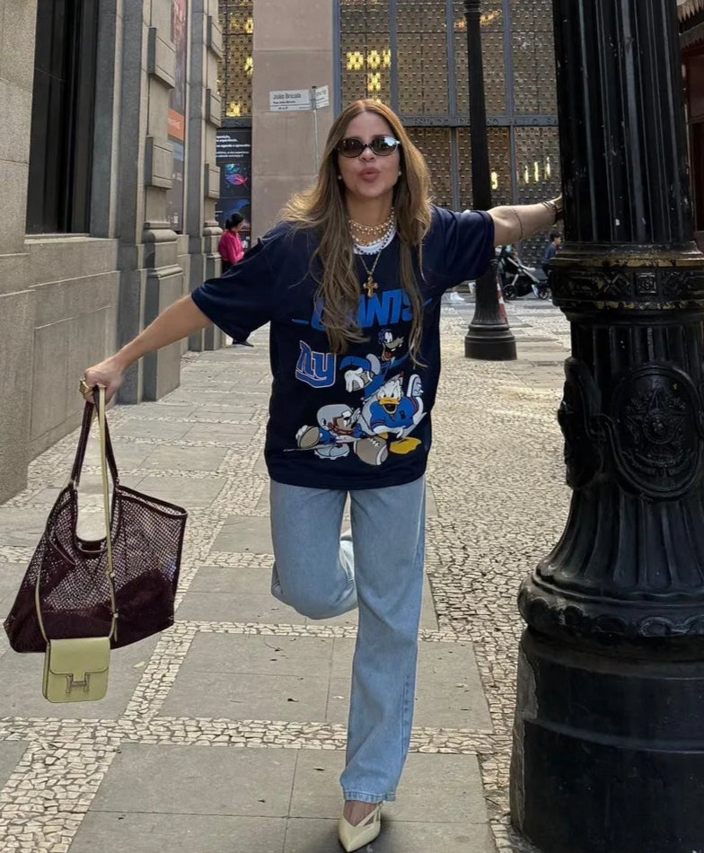 T-Shirt Camisa Oversize Basica Estampada - Giants - Loja de Roupa Feminina - Eleganza Style