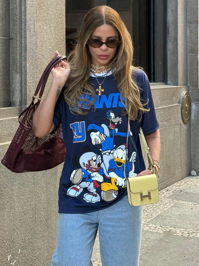 T-Shirt Camisa Oversize Basica Estampada - Giants - Loja de Roupa Feminina - Eleganza Style