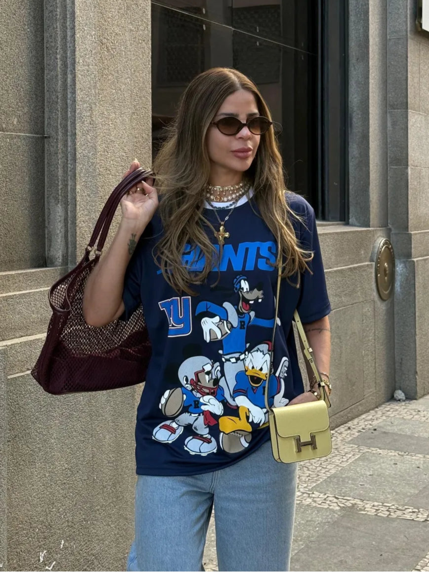 T-Shirt Camisa Oversize Basica Estampada - Giants - Loja de Roupa Feminina - Eleganza Style