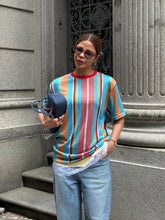 T-Shirt Camisa Oversize Basica Estampada - Listras Candy - Loja de Roupa Feminina - Eleganza Style