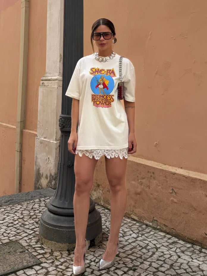T-Shirt Camisa Oversize Basica Estampada - She-Ra Princess Of Power- Loja de Roupa Feminina - Eleganza Style