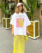 T-Shirt Camisa Oversize Basica - Limón - Loja de Roupa Feminina - Eleganza Style
