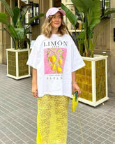 T-Shirt Camisa Oversize Basica - Limón - Loja de Roupa Feminina - Eleganza Style