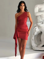 Vestido Curto Cetim Regulável Com Cauda - Barbara - Loja de Roupa Feminina - Eleganza Style