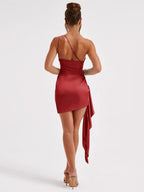 Vestido Curto Cetim Regulável Com Cauda - Barbara - Loja de Roupa Feminina - Eleganza Style