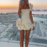 Vestido Curto Com Babados - Damara - Loja de Roupa Feminina - Eleganza Style